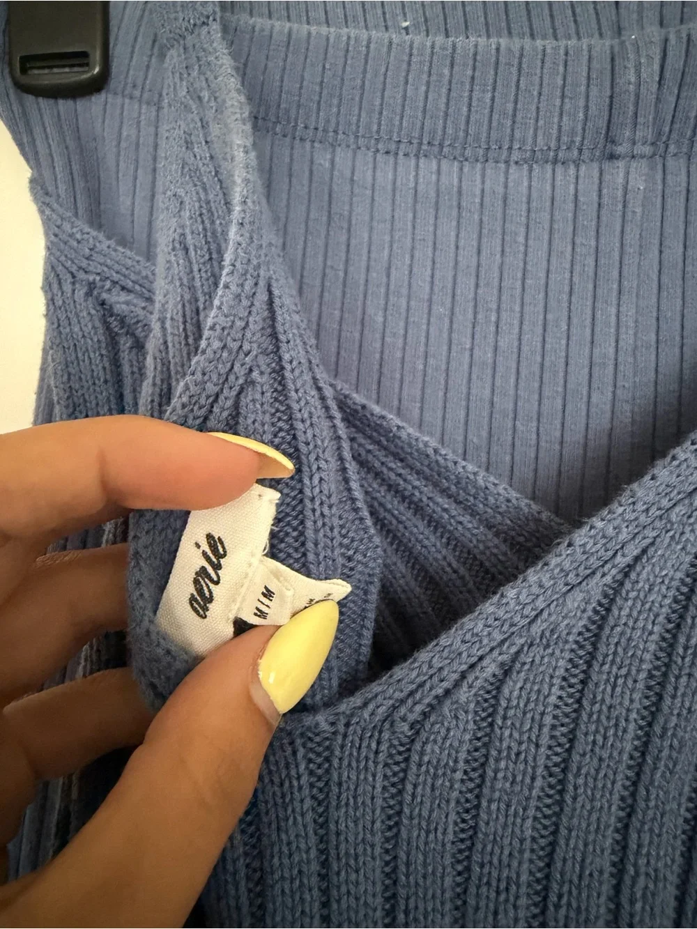 Aerie Blue Ribbed Flare Pants & Knit Crop Top Set Size Small